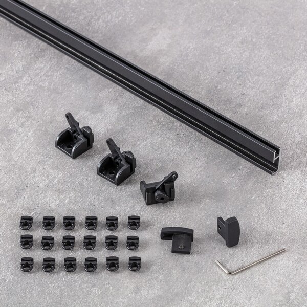 Premium aluminium ceiling rail single 150cm black - set