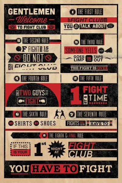 Poster Fight Club - Rules, (61 x 91.5 cm)