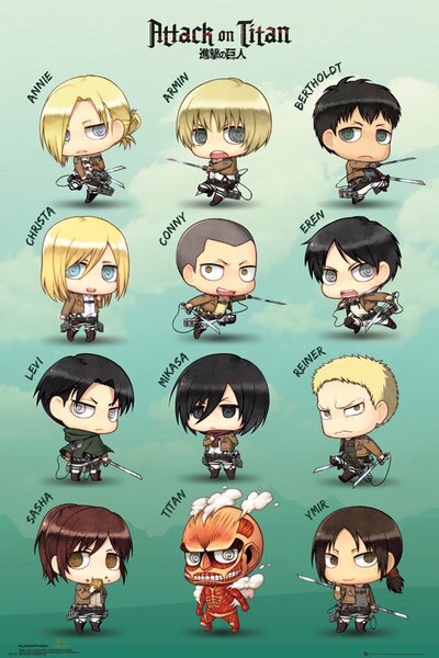 Poster Attack on Titan - Chibi characters, (61 x 91.5 cm)