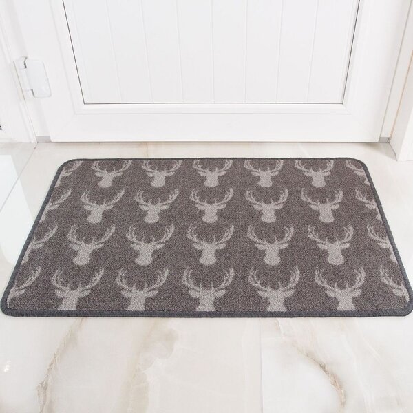 Grey Stag Printed Washable Doormat | Luna