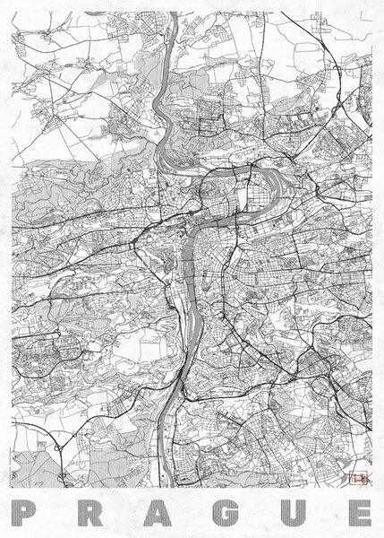 Map Prague, Hubert Roguski, (30 x 40 cm)