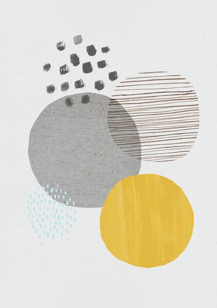 Illustration Abstract mustard and grey, Laura Irwin, (30 x 40 cm)