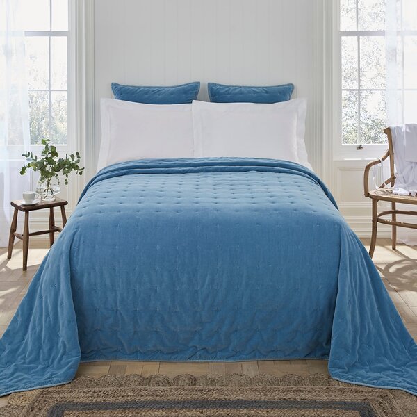 Dorma Adeena Blue Bedspread Blue