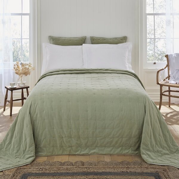 Dorma Adeena Sage Bedspread green