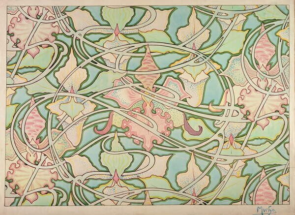 Mucha, Alphonse Marie - Fine Art Print Wallpaper design, (40 x 30 cm)