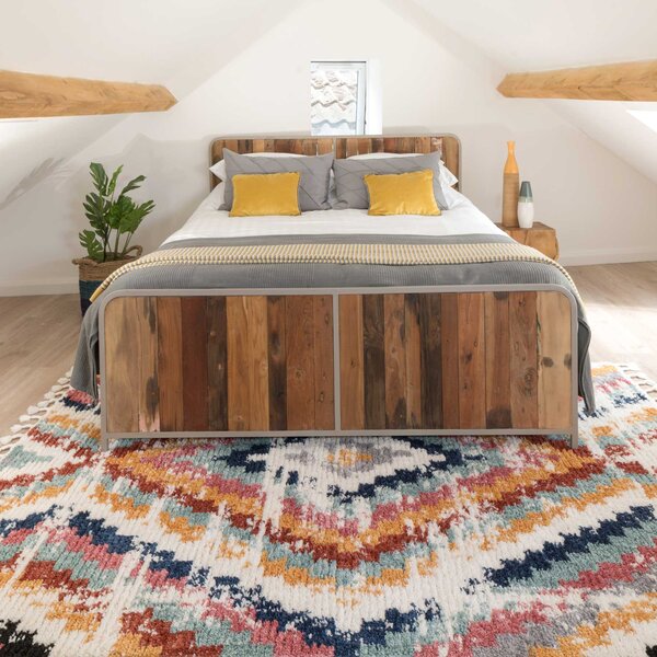 Vibrant Colourful Kilim Distressed Moroccan Living Room Rug | Souk