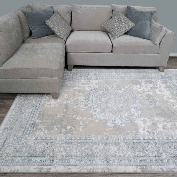 Blue Traditional Distressed Large Dining Table Rugs | Hatton
