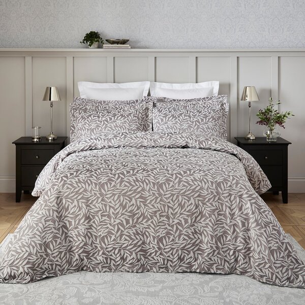 Dorma Willow Leaf Duvet Cover and Pillowcase Set Grey