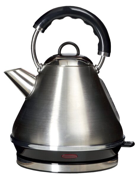 Spectrum Brushed Stainless Steel Pyramid Kettle Silver and Black