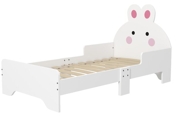 ZONEKIZ Toddler Rabbit Bed Frame, Safe & Sturdy Design, Perfect for Kids' Bedroom, Charming White