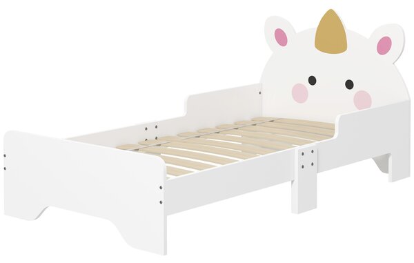 ZONEKIZ Unicorn Toddler Bed, Children's Bedroom Furniture, for Ages 3-6, 143 x 74 x 67 cm, White