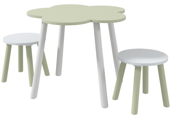 ZONEKIZ Children's 3 Piece Table and Chair Set, Flower Design, Ideal for Bedroom, Nursery, Playroom, Yellow