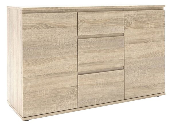 Nova Oak Finish Wooden 3 Drawers Sideboard