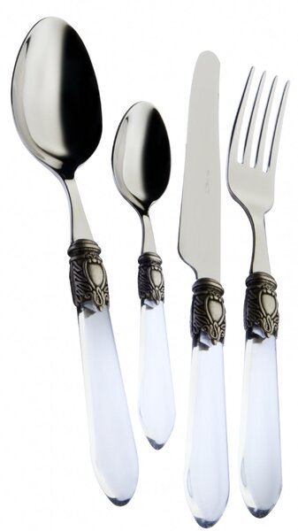 OXFORD OLD SILVER-PLATED RING CUTLERY SET 24 - White