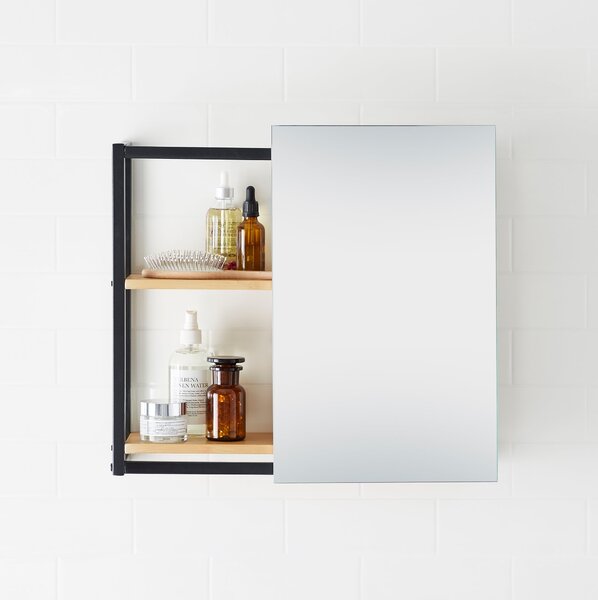 Sliding Compact Cabinet Mirror Black and Clear