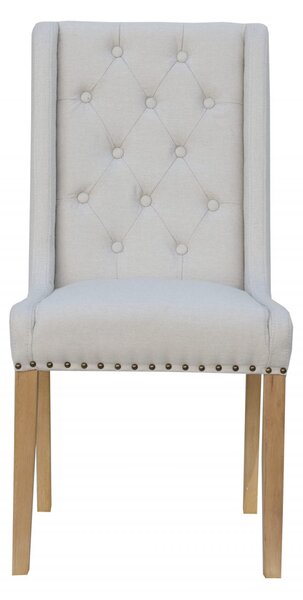 Caro Button Back and Studded Dining Chairs - Natural (2 Pack)