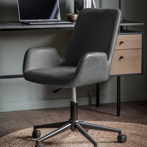 Nikola Faux Leather Swivel Chair - Charcoal Grey