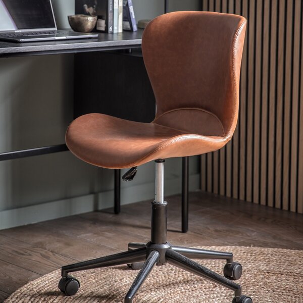 Bateson Faux Leather Swivel Chair - Brown
