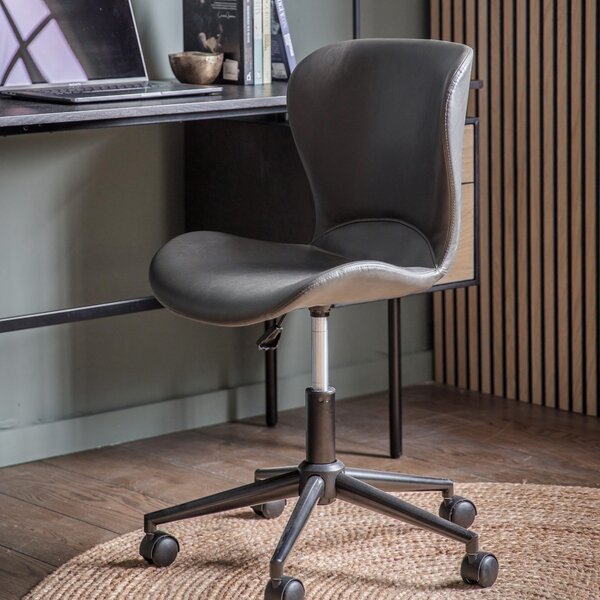 Bateson Faux Leather Swivel Chair - Charcoal Grey