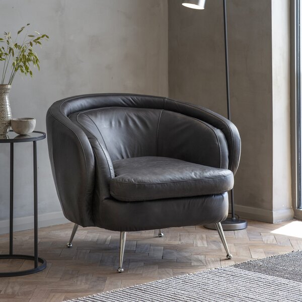 Desirea Leather Tub Chair - Black