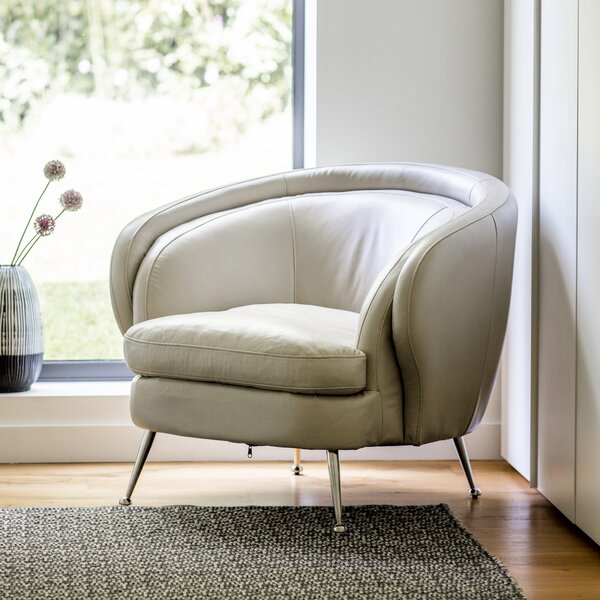Desirea Leather Tub Chair - Cream