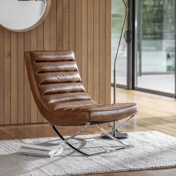 Meka Leather Lounger Chair - Brown