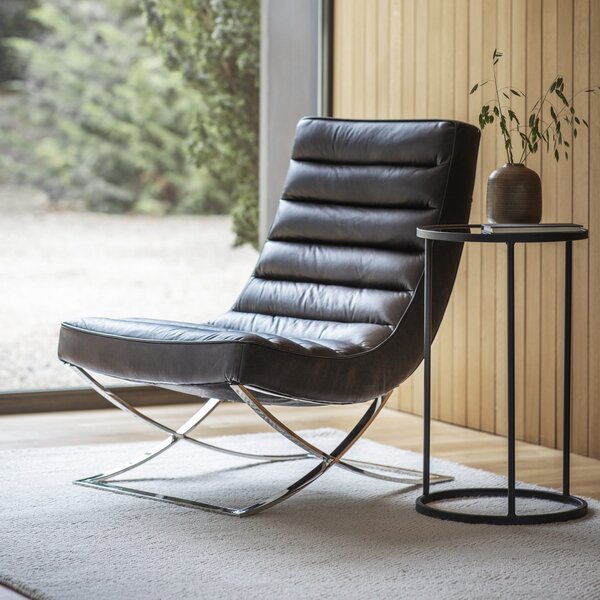 Meka Leather Lounger Chair - Black
