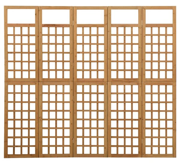 5-Panel Room Divider/Trellis Solid Fir Wood 201.5x180 cm