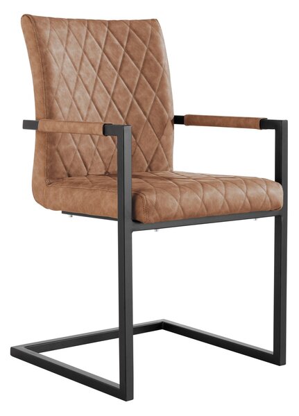 Cara Diamond Stitch Carver Chairs - Tan (2 Pack)