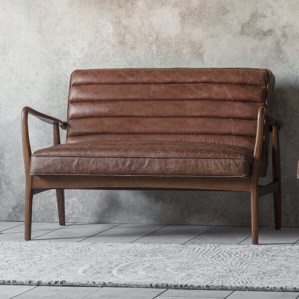 Dachia Leather 2 Seater Sofa - Brown