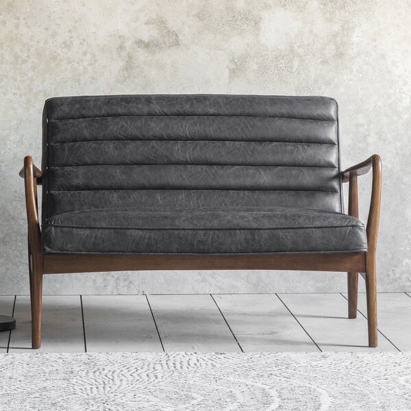 Dodson Leather 2 Seater Sofa - Black