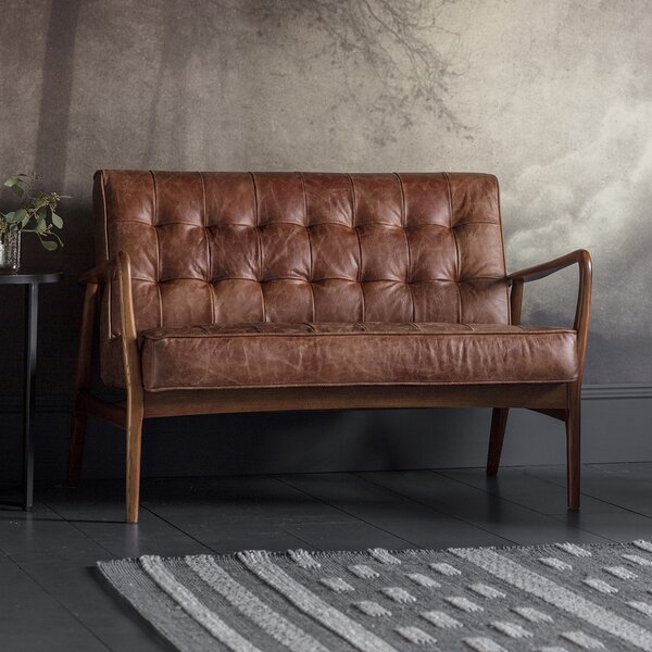 Hemming Leather 2 Seater Sofa - Brown