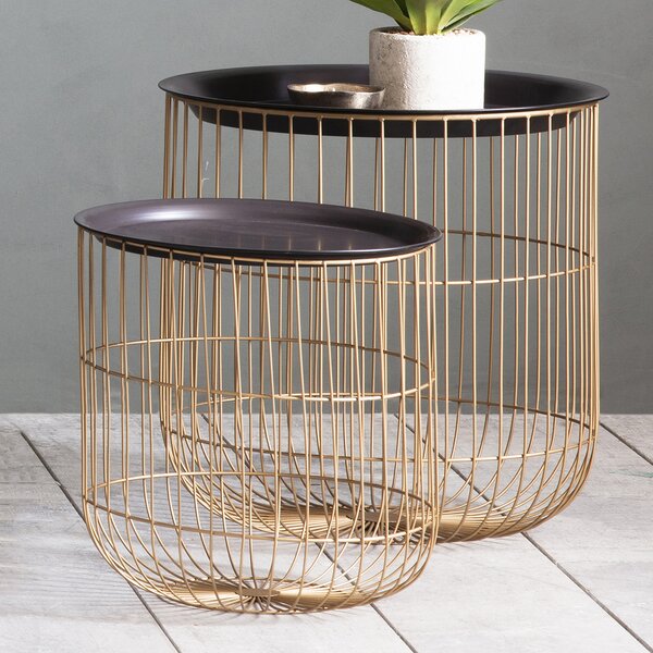 Whittle Metal Nest of 2 Side Tables - Gold
