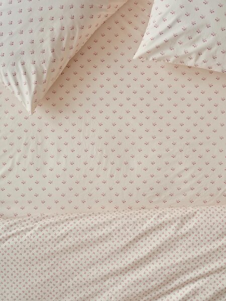 Dusty Pink Martha Floral Cotton Fitted Sheet | King | Piglet in Bed