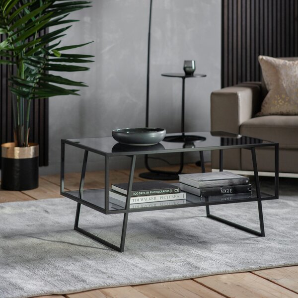 Pinner 100cm Rectangle Glass Coffee Table - Black
