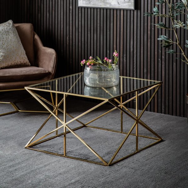 Emilia 80cm Square Metal Coffee Table - Gold