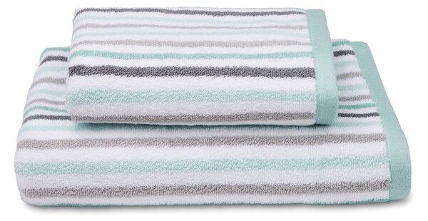 Dragonfly Mint Striped Towel Green and White