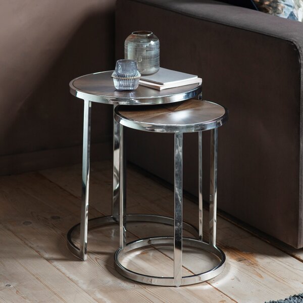 Bourton Metal Nest of 2 Tables - Silver