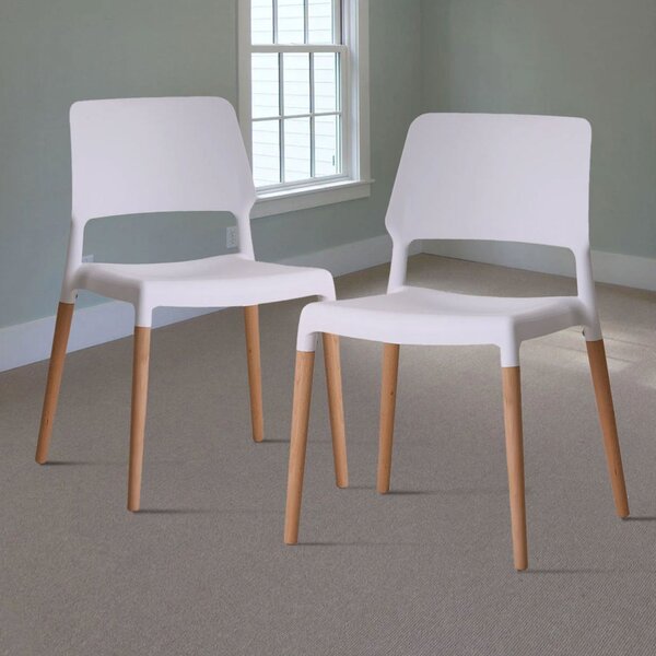 Riva Wooden Legs White Dining Chair Set of 2