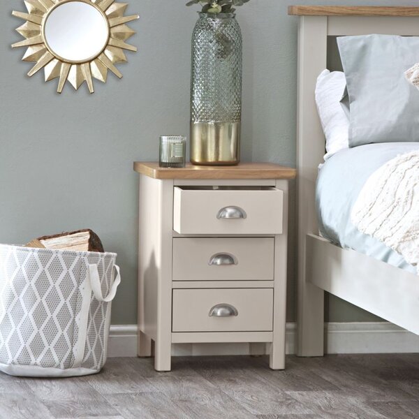 Ruskin Dove Grey 3 Drawer Bedside Table