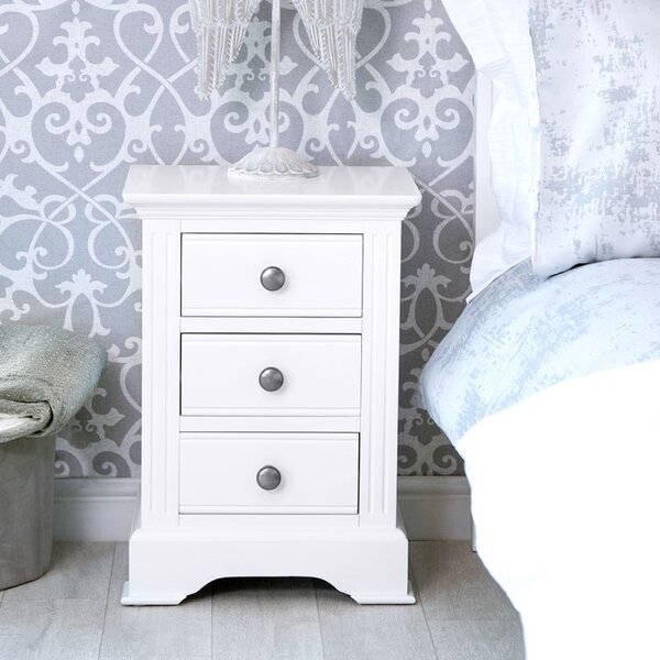 Beneroti Classic White 3 Drawer Bedside Table