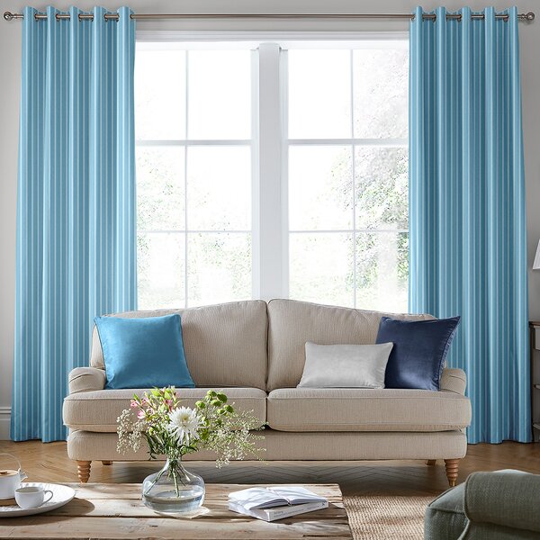 Laura Ashley Burnsall Stripe Made To Measure Curtains Seaspray