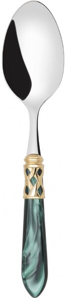 ALADDIN GOLD-PLATED RING SALAD SERVING SPOON - Green
