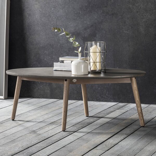 Oslo 110cm Oval Mindy Ash Oval Coffee Table - Grey