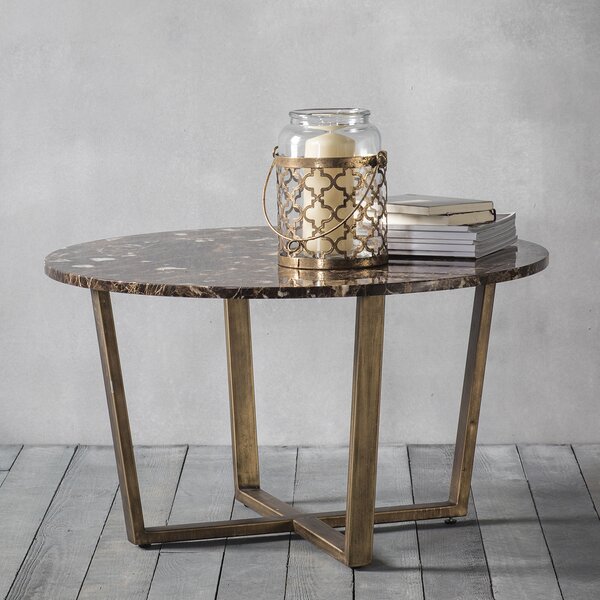 Julius 80cm Round Brass Coffee Table - Bronze