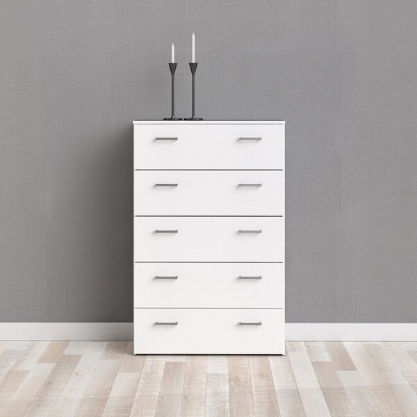 Space White Finish 5 Chest Of Drawers