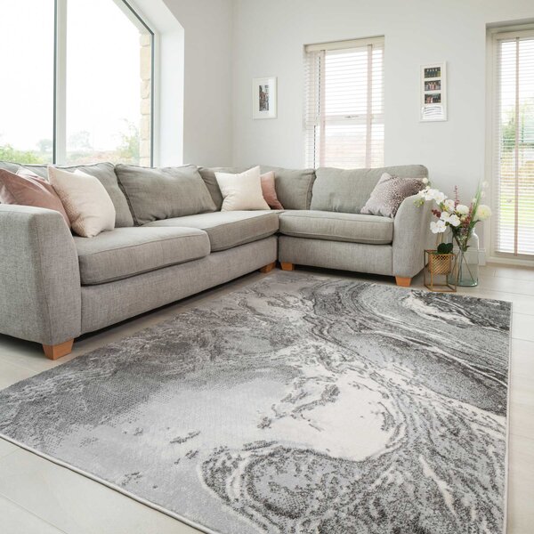 Modern Grey Textured Living Room Rug | Voyage
