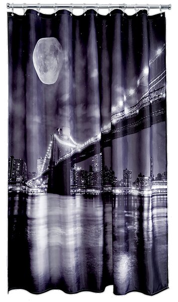 Brooklyn Bridge Shower Curtain Blue, Black and White