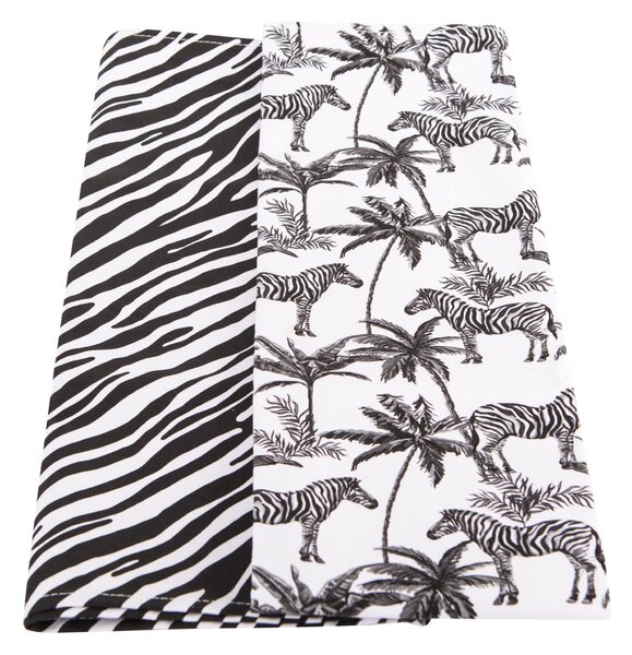 Set of 2 Madagascar Zebra Tea Towels Black and White