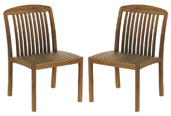 Bolivia Rich Brown Wooden Garden Side Chairs In Pair